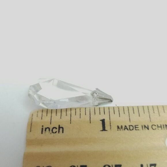 Vintage Clear Glass Pendant with Silver Tone Bail, Retro Faceted Design, Estate - Picture 3 of 4